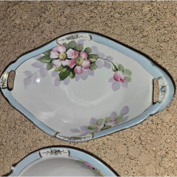 Vintage Nippon 2 candy nut trinket dish hand painted - Picture 3 of 8